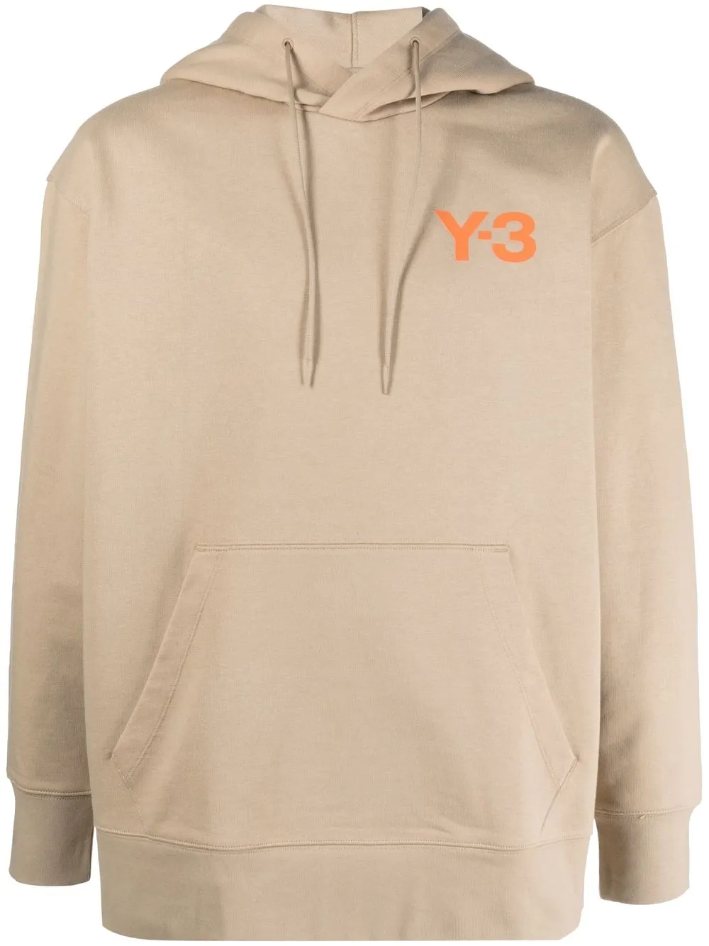 

Y-3 logo-print drawstring hoodie - Neutrals