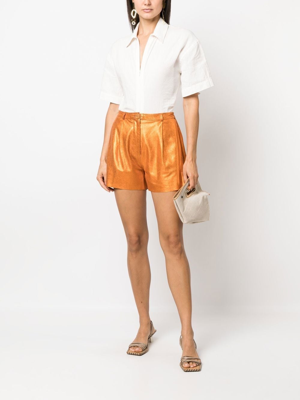 Forte Forte Leren shorts - Oranje