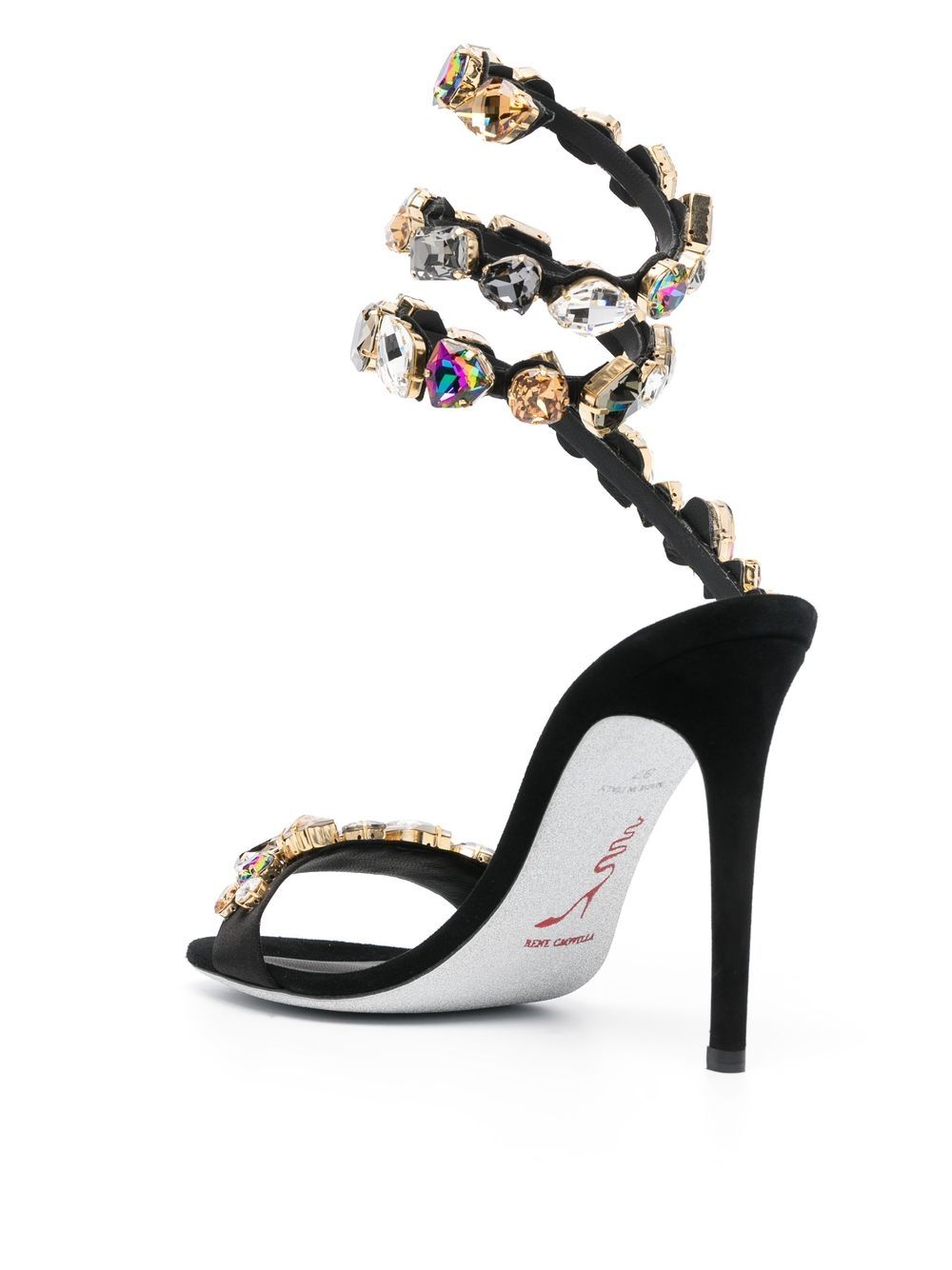 Shop René Caovilla Maxy Stone Wraparound Sandals In Schwarz