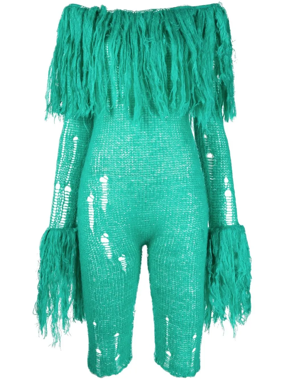 

Gcds jumpsuit con flecos y efecto envejecido - Verde