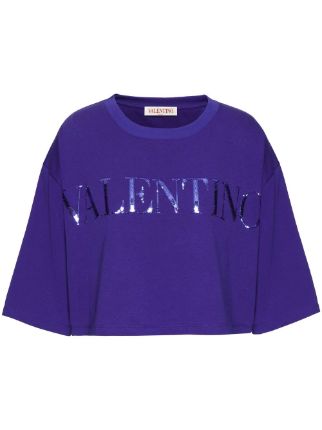 Valentino Garavani sequin-embellished Cropped T-shirt - Farfetch