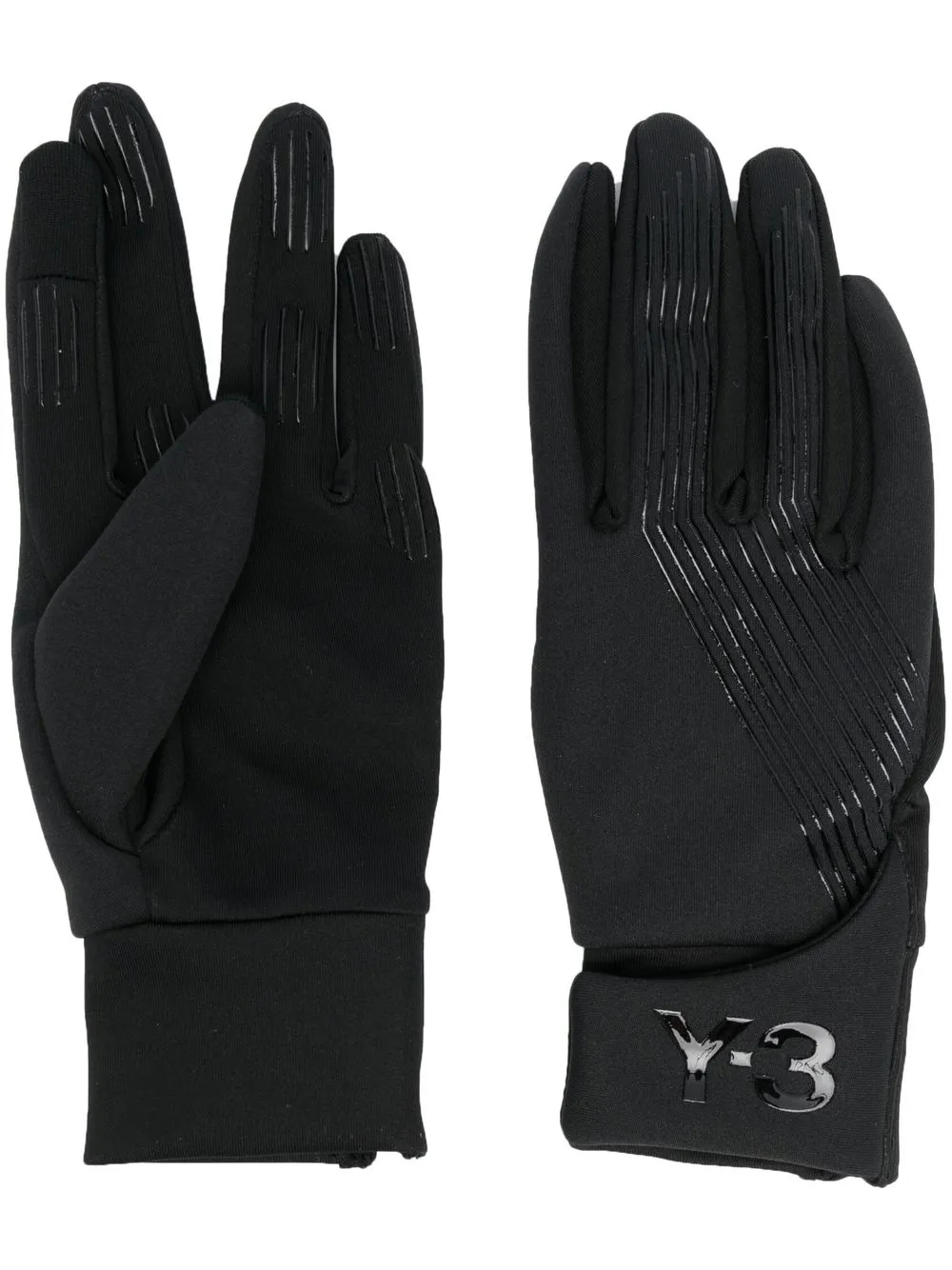 

Y-3 guantes con logo estampado - Negro