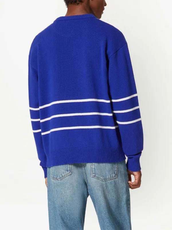 Valentino Garavani logo-intarsia crew-neck Jumper | Blue