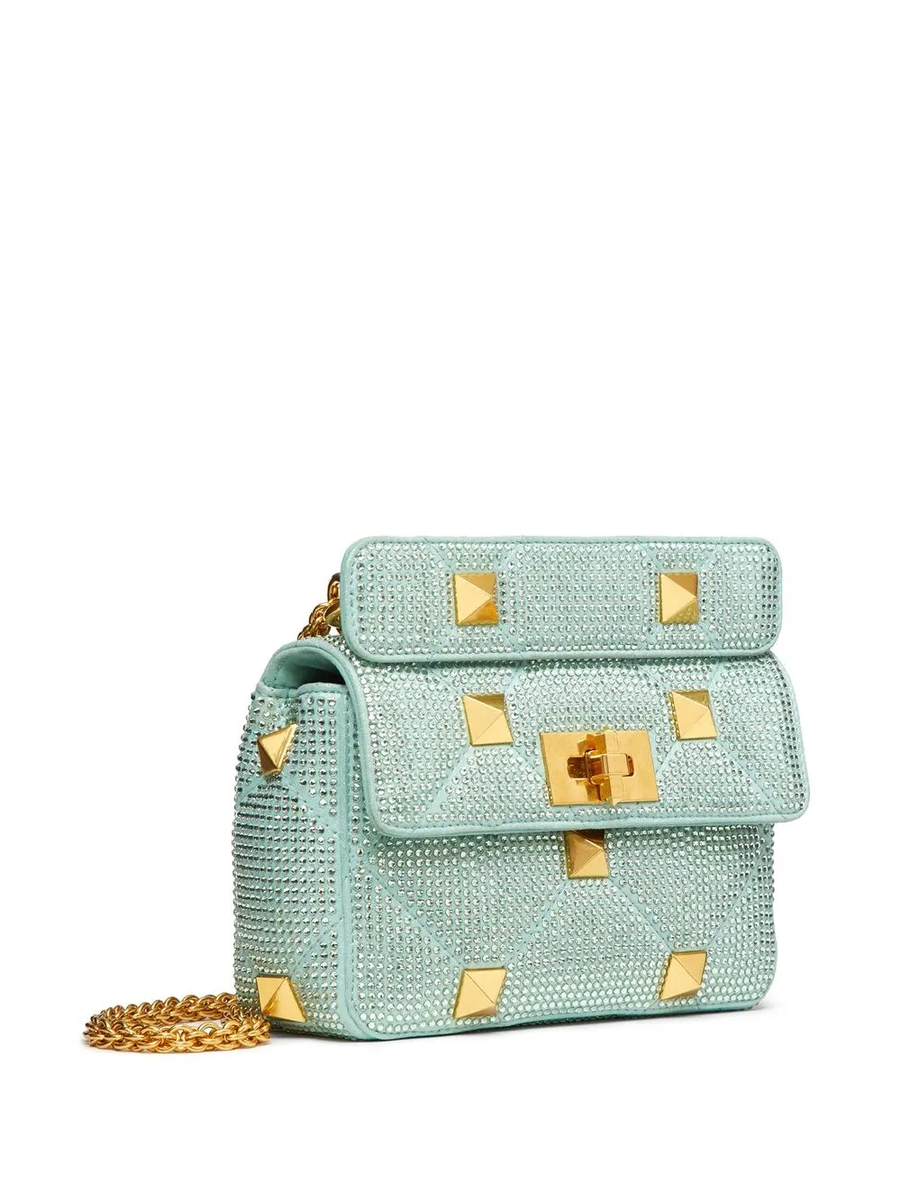 Valentino Medium Roman Stud Shoulder Bag In Blue