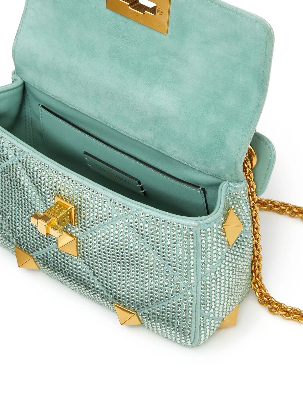 Valentino Medium Roman Stud Shoulder Bag In Blue
