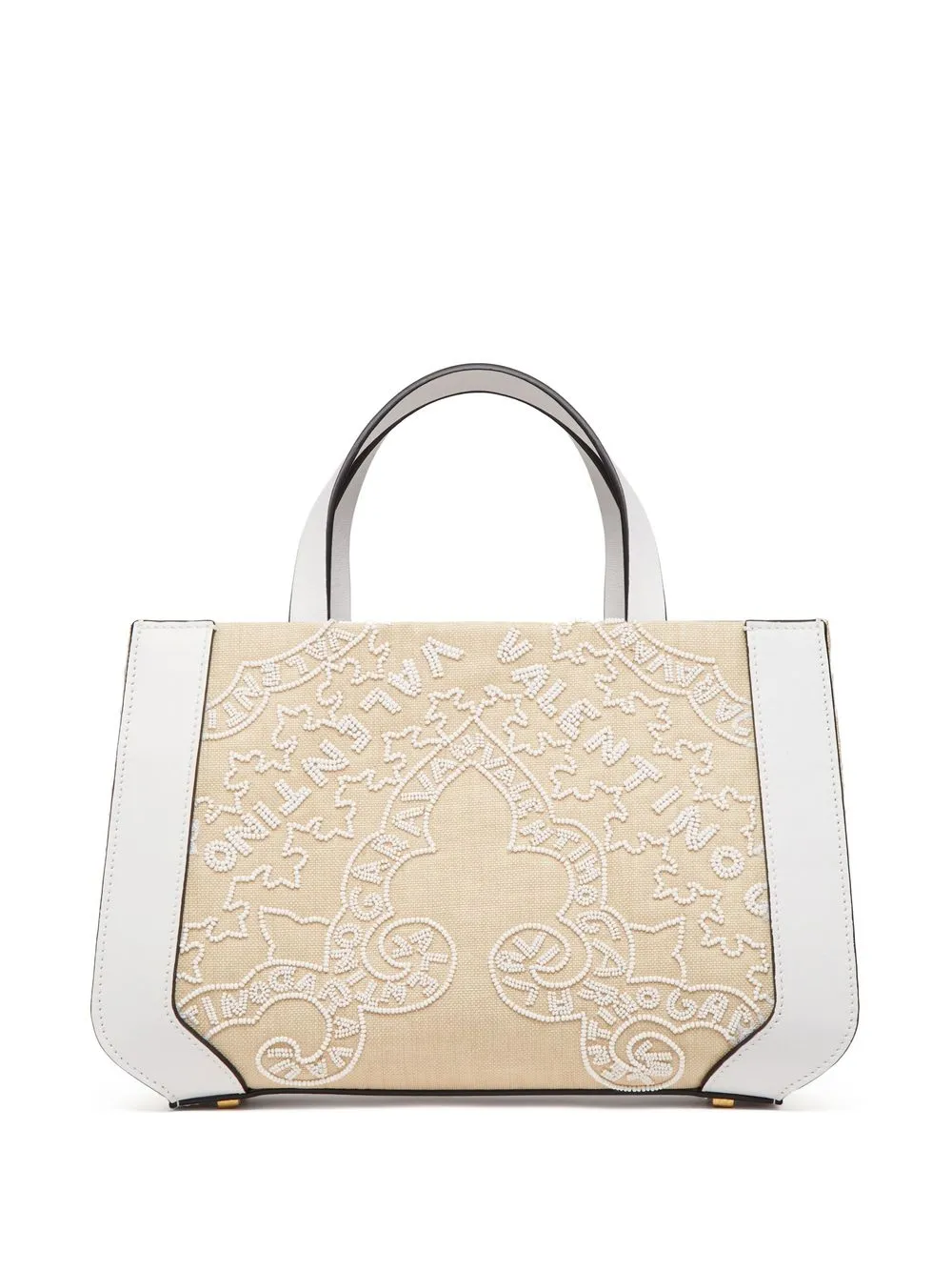 Valentino Vlogo Signature Beaded Tote Bag In Neutrals
