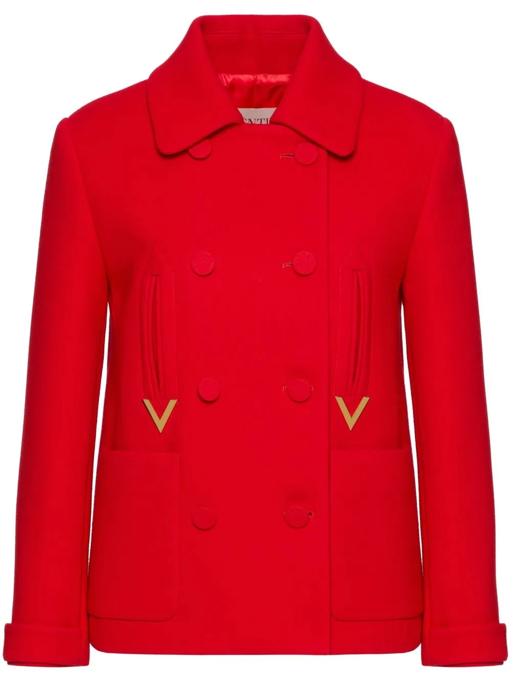 

Valentino textured double crepe peacoat