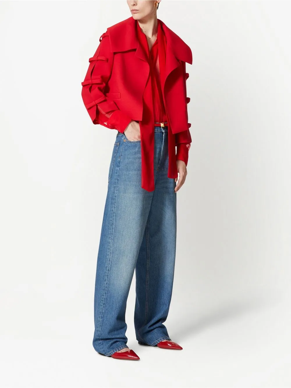 Shop Valentino Crepe Couture Jacket In Red