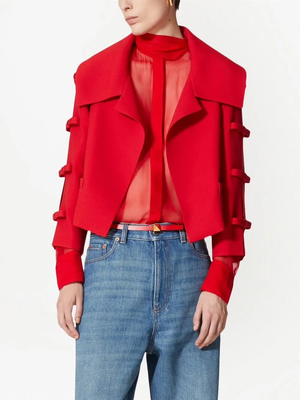 Shop Valentino Crepe Couture Jacket In Red