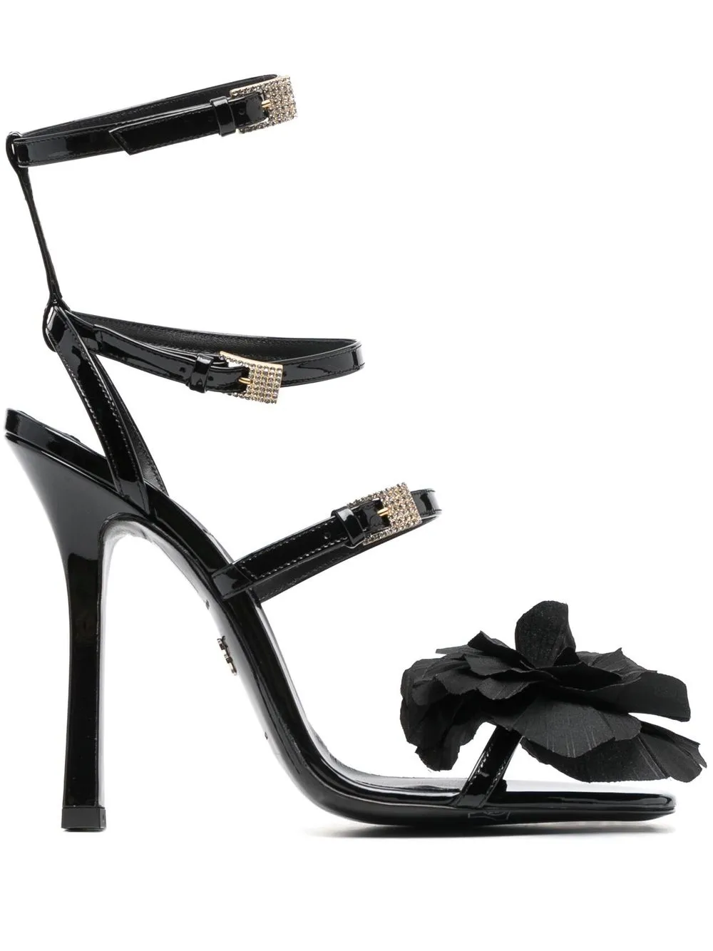 

Blumarine zapatillas con detalle floral y tacón de 130mm - Negro