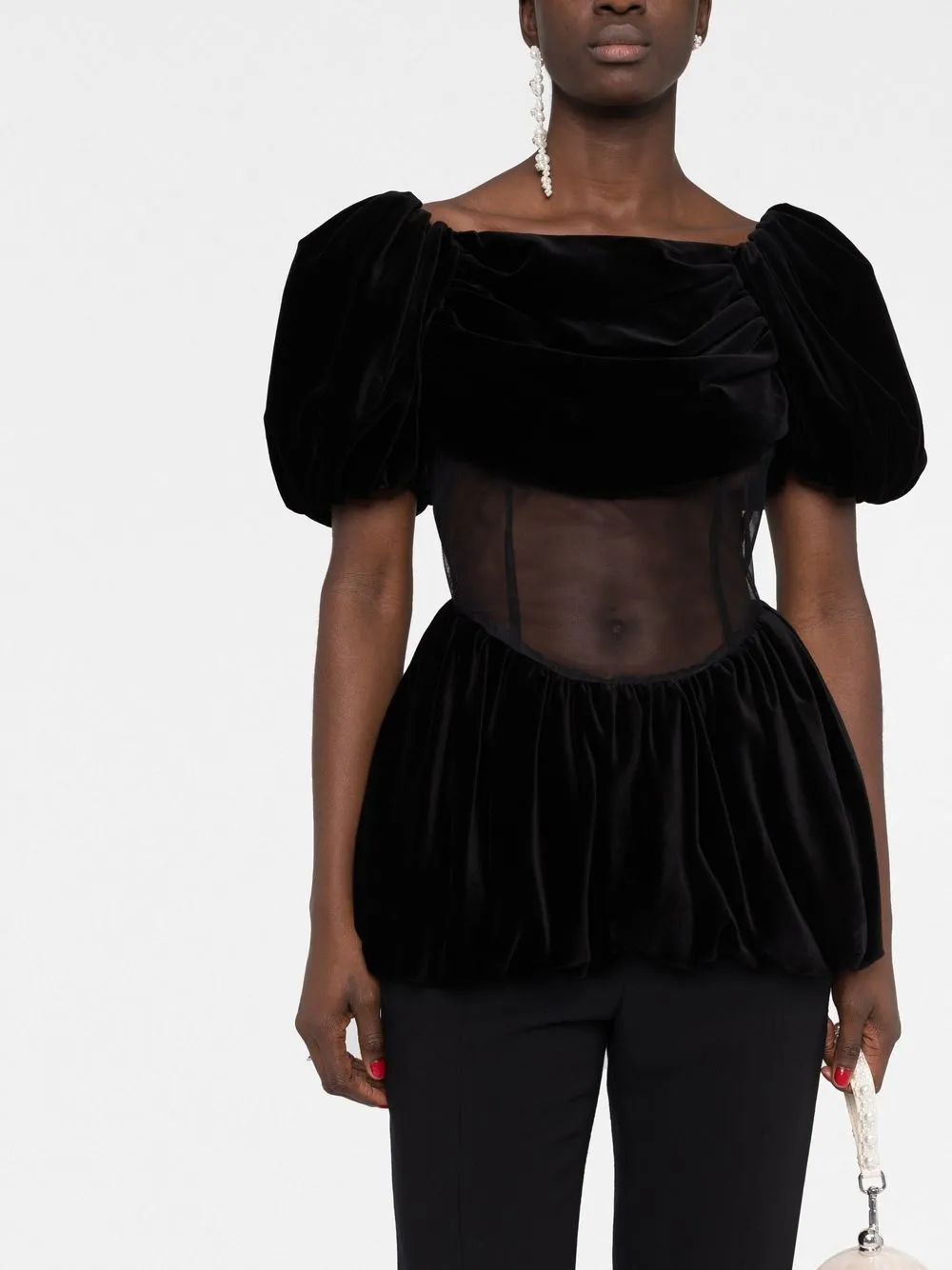 Simone Rocha Black Sculpted Puff Sleeve Mini Dress Modesens