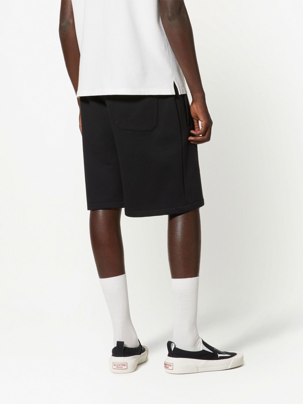 Shop Valentino Vlogo Signature Cotton Bermuda Shorts In Black