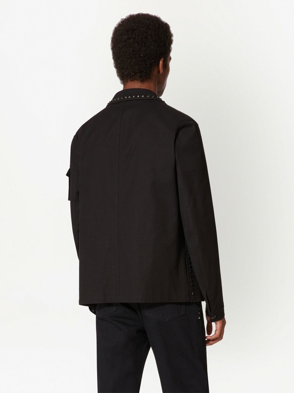 Shop Valentino Studded Two-pocket Shirt In Black