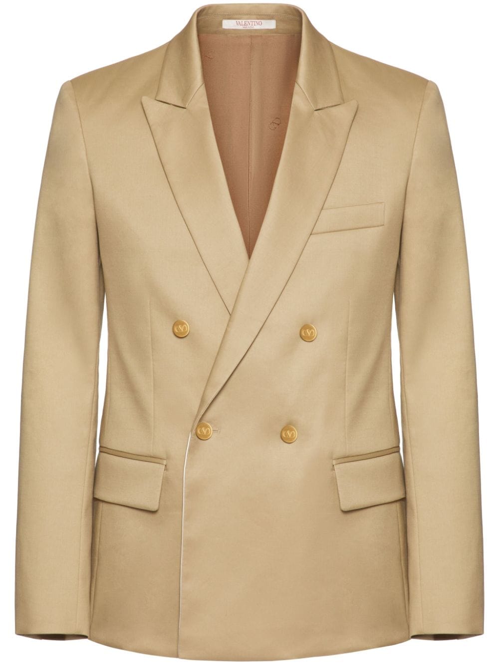 Shop Valentino Peak-lapels Double-breasted Blazer In Brown