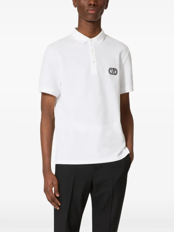 【関税込み】valentino garavani Polo Valentino Garavani VLogo Valentino Garavani VLogo Signature Piqué Polo Shirt | White