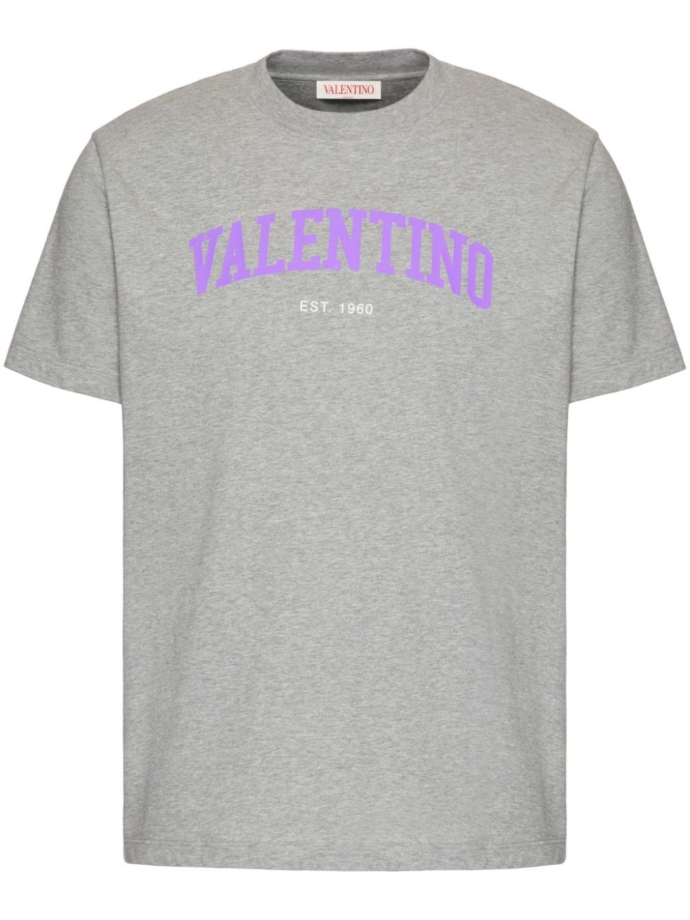 Valentino Logo-print Short-sleeved T-shirt In Grey/purple