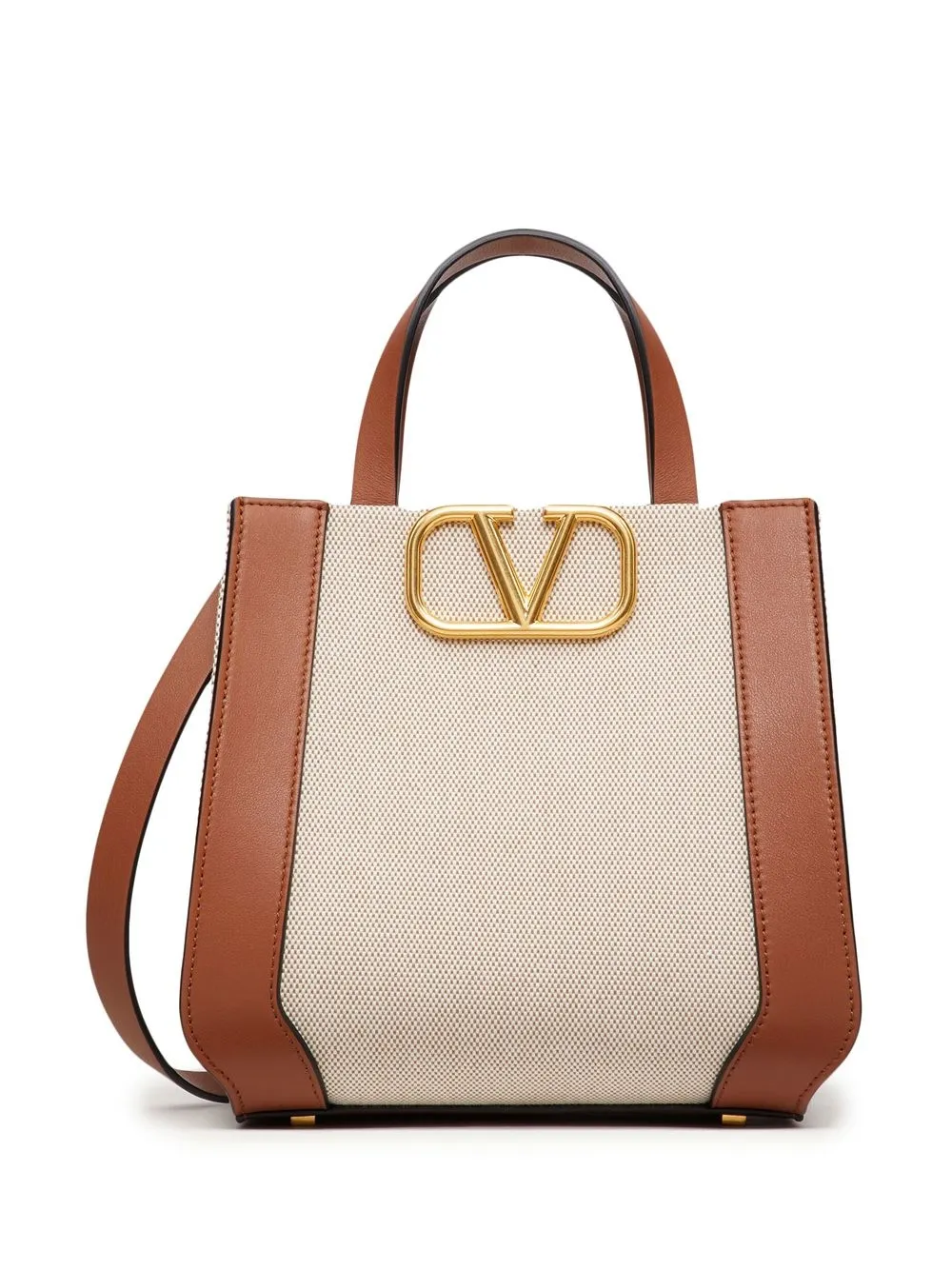 Shop Valentino Small Vlogo Signature Canvas Tote Bag In White