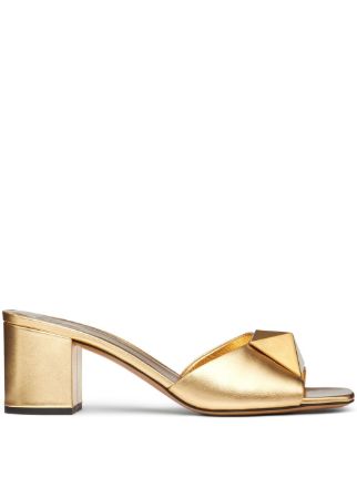 Valentino Garavani One Stud Metallic Mules | Gold | FARFETCH