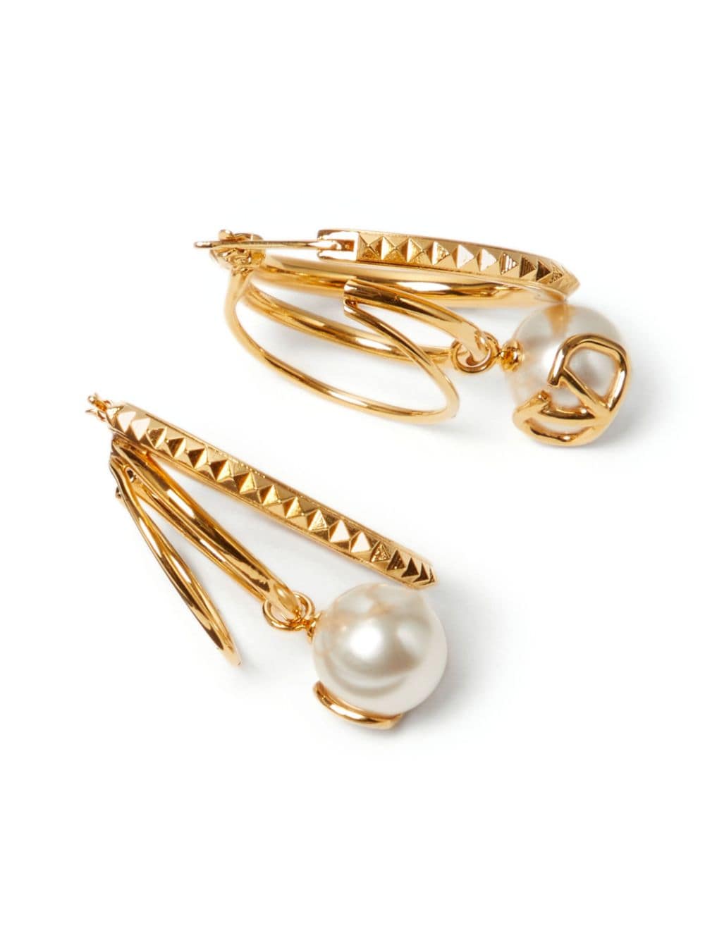 Shop Valentino Vlogo Signature Pearl Earrings In Gold