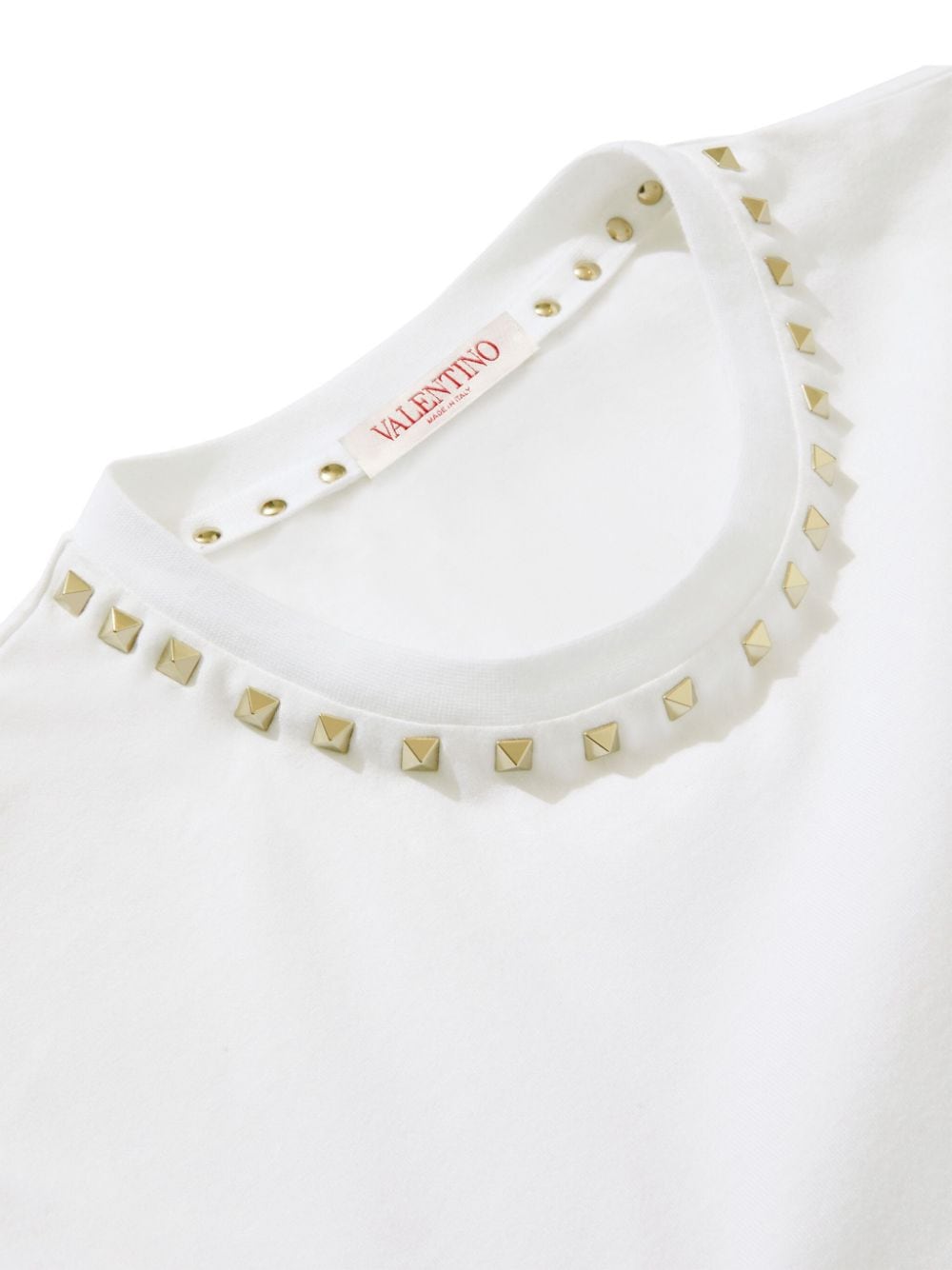 Shop Valentino Untitled Stud-embellished Cotton T-shirt In White