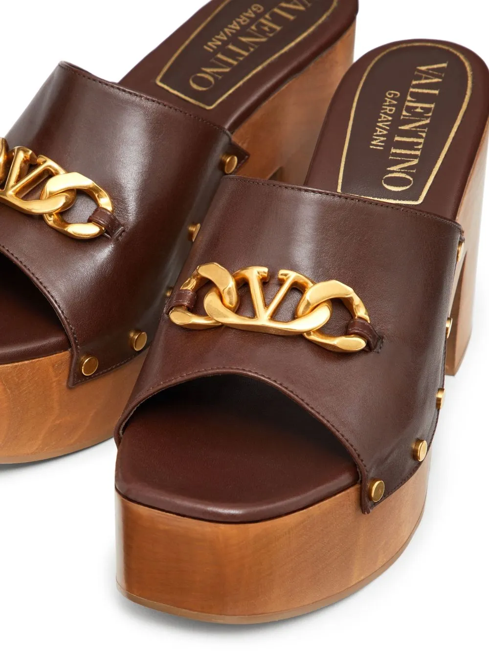 Valentino Vlogo 105 Leather Platform Sandal In Brown