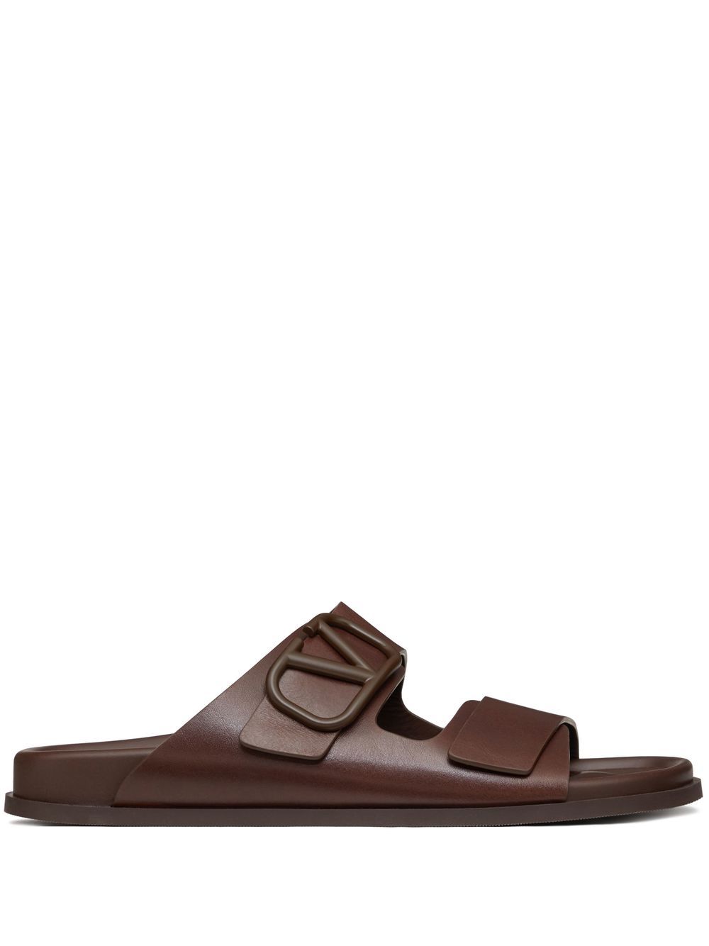 Shop Valentino Vlogo Signature Slides In Brown