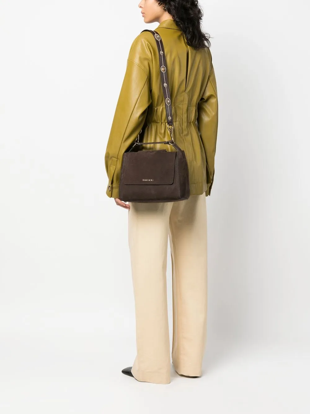 Orciani Shopper met logodetail - Bruin