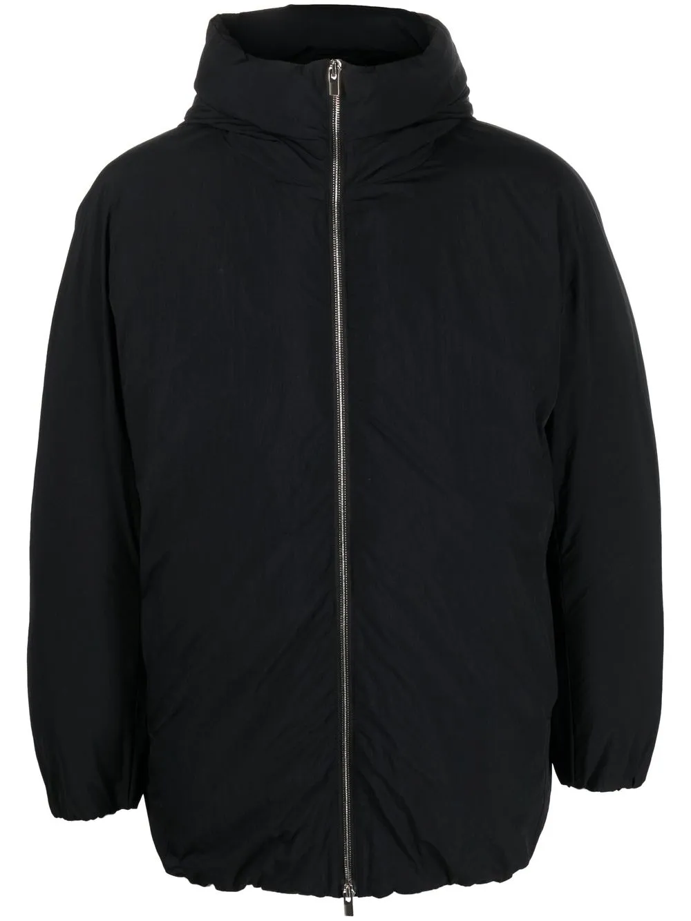 

Attachment zip-up hooded down jacket - Black