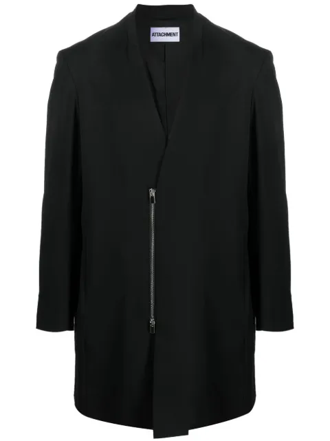 zip-front double-breasted coat