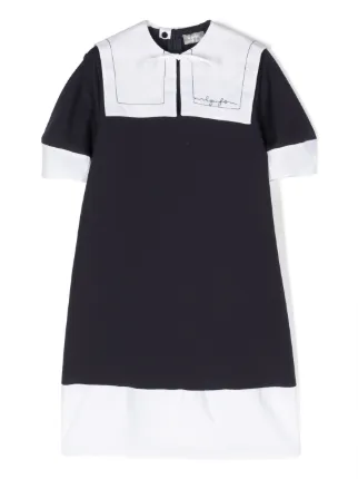 Il Gufo short sleeve bib collar Dress Blue FARFETCH SA