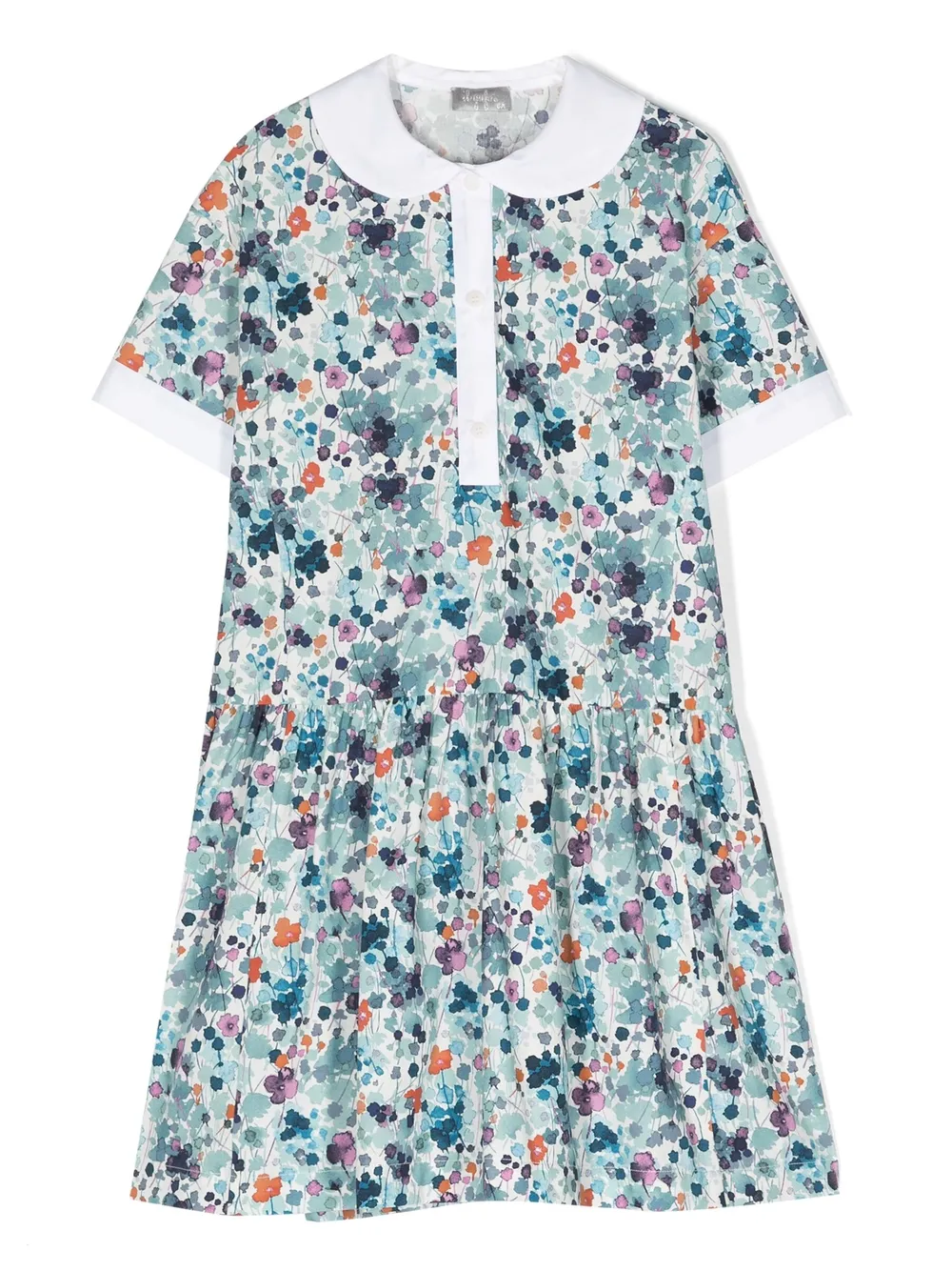 Il Gufo Floral-print Short-sleeve Dress In White