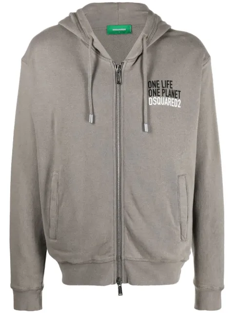 DSQUARED2 logo print zip-up hoodie