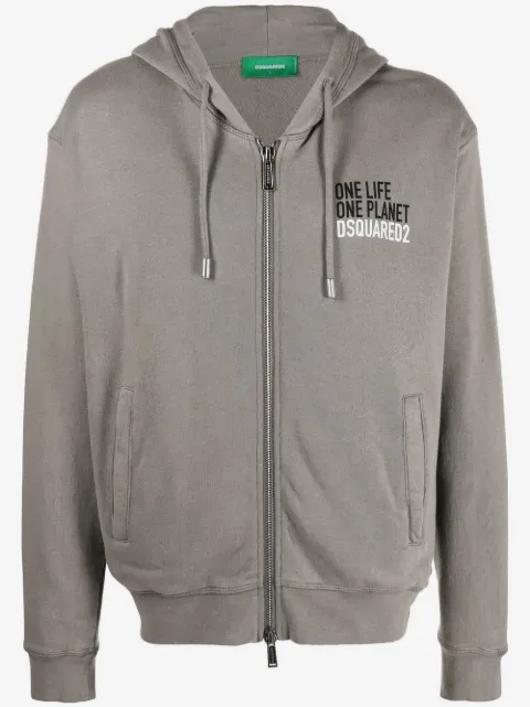 DSQUARED2 logo print zip-up hoodie