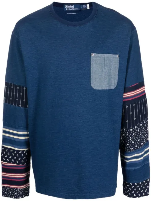 patchwork long-sleeved T-shirt