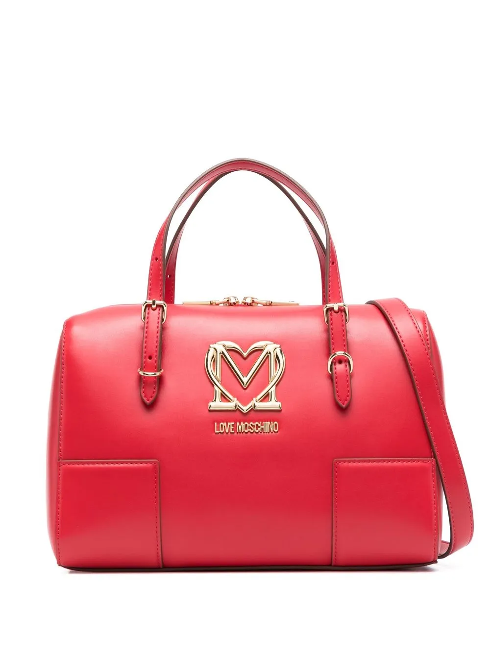 

Love Moschino logo-plaque leather tote bag - Red