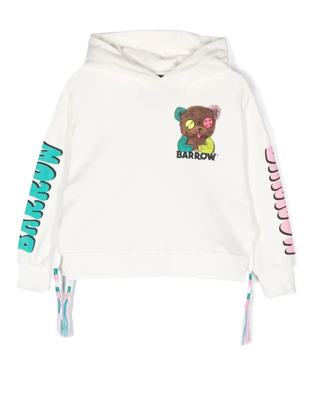 

Barrow kids graphic-print logo-sleeve hoodie - White