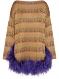 Valentino Garavani Optical feather-trim jumper - Neutrals