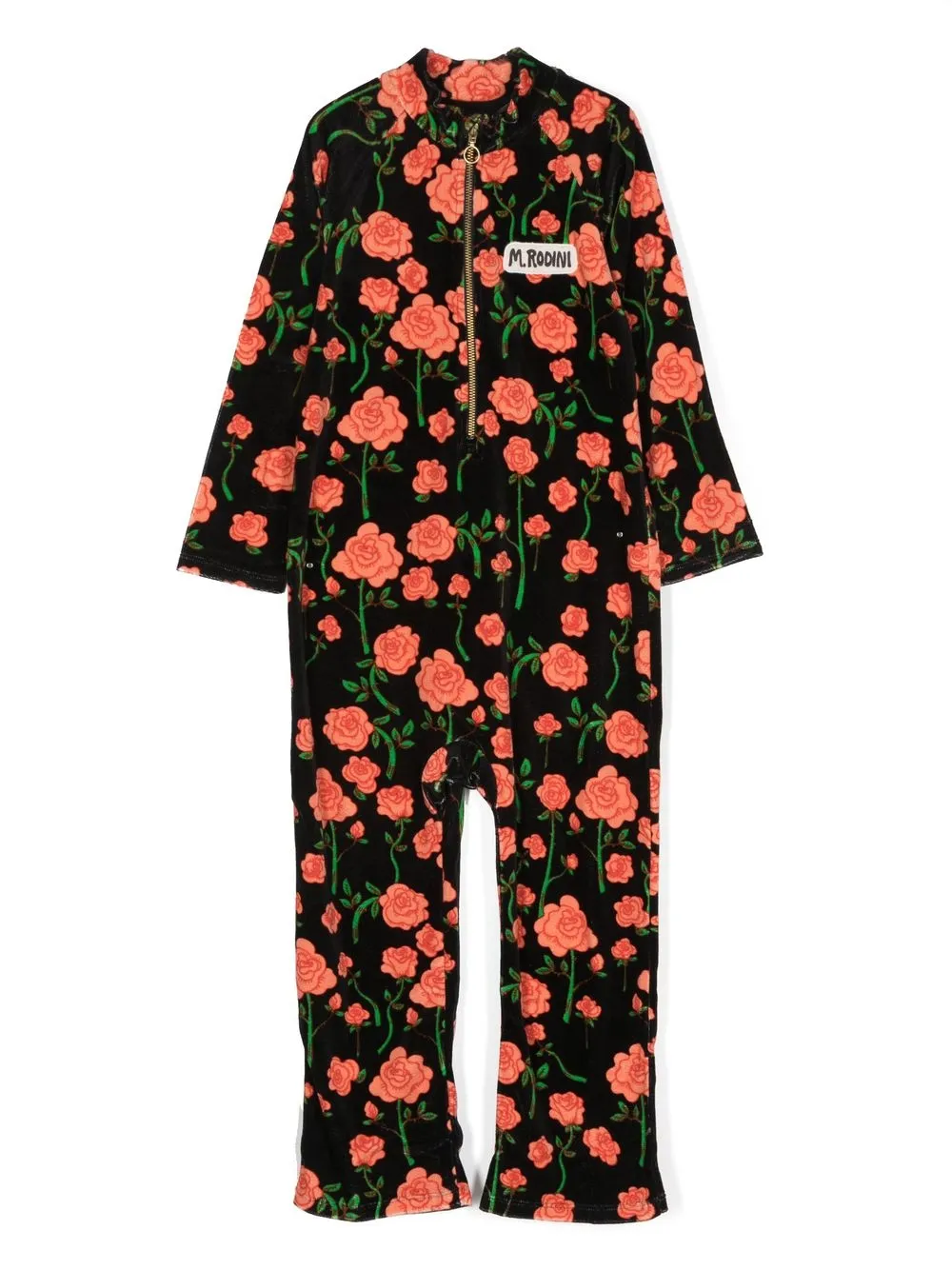 

Mini Rodini floral-print organic cotton jumpsuit - Black