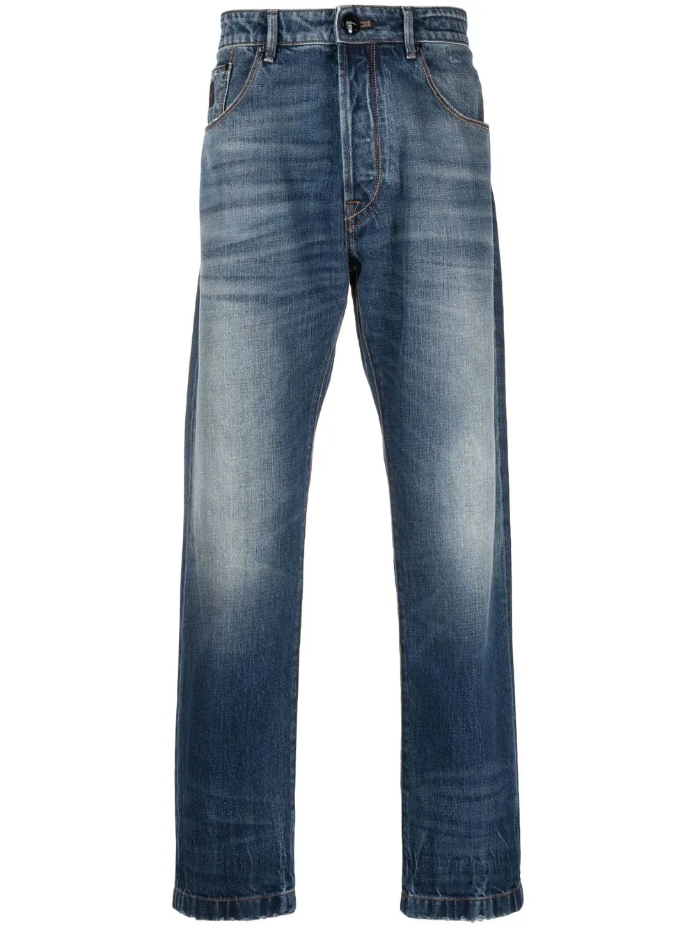 

Hand Picked stonewashed straight-leg trousers - Blue