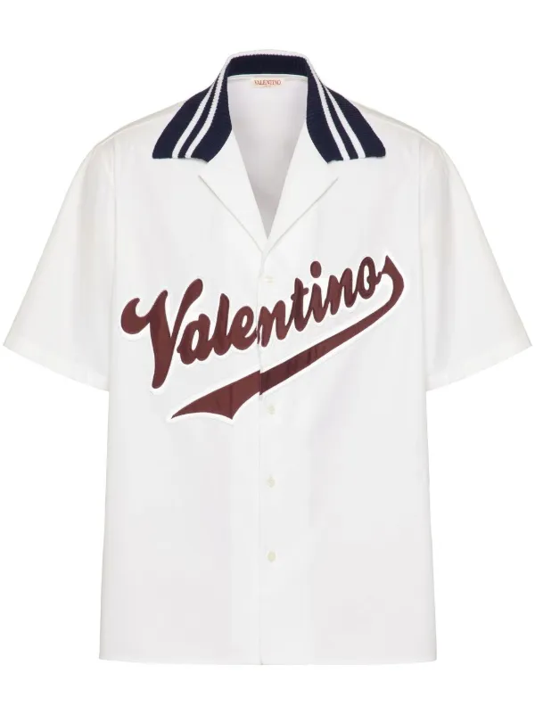 Embroidered Cotton Bowling Shirt in White - Valentino