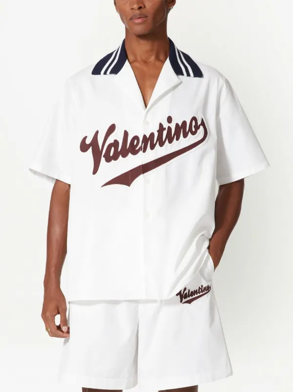 Valentino Garavani logo-patch Cotton Bowling Shirt - Farfetch