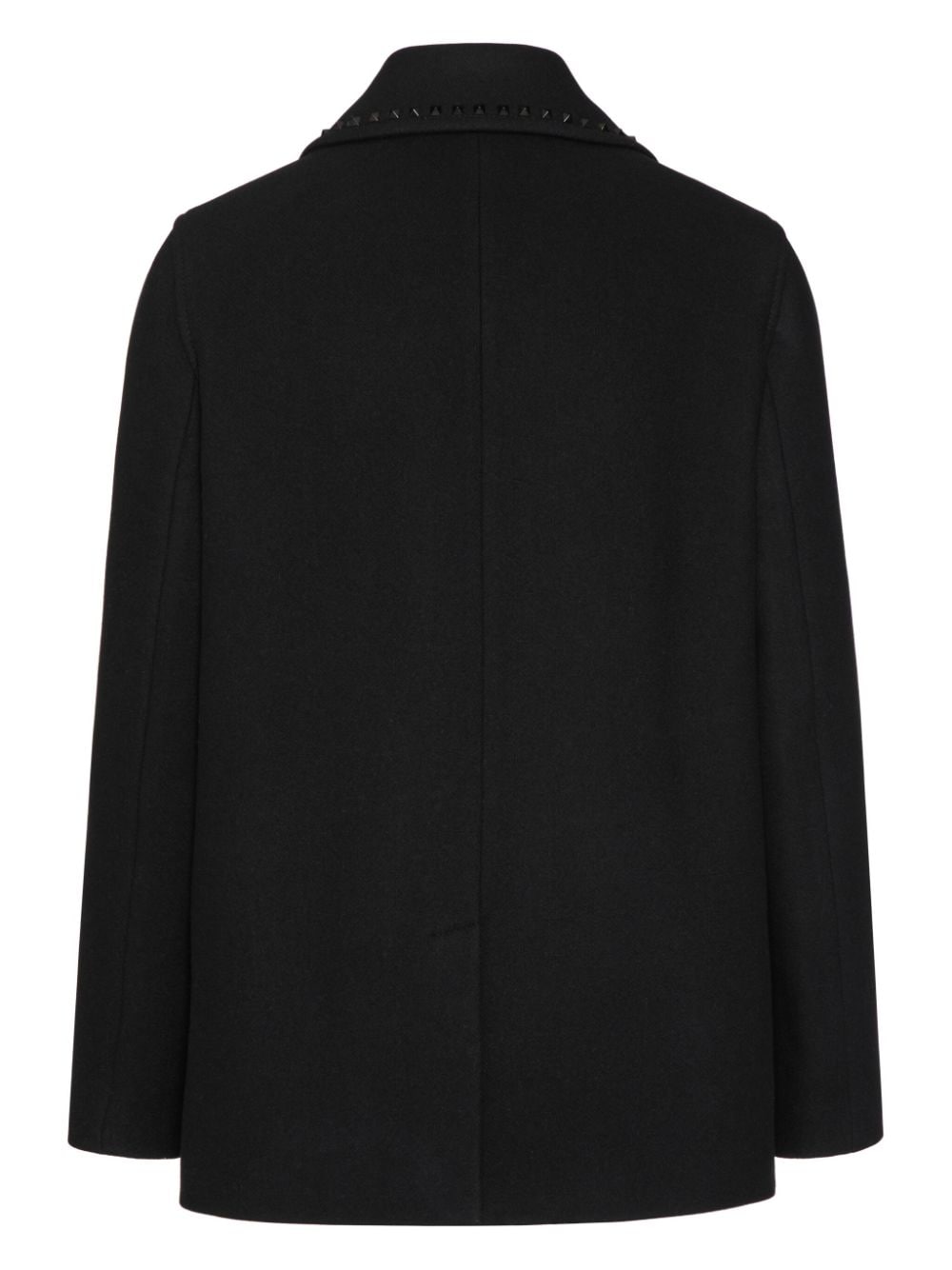 Shop Valentino Untitled Studed Wool Peacoat In Black