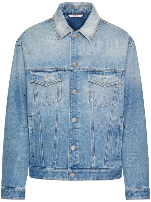 Valentino Garavani Rockstud Spike Studs Denim Jacket - Farfetch