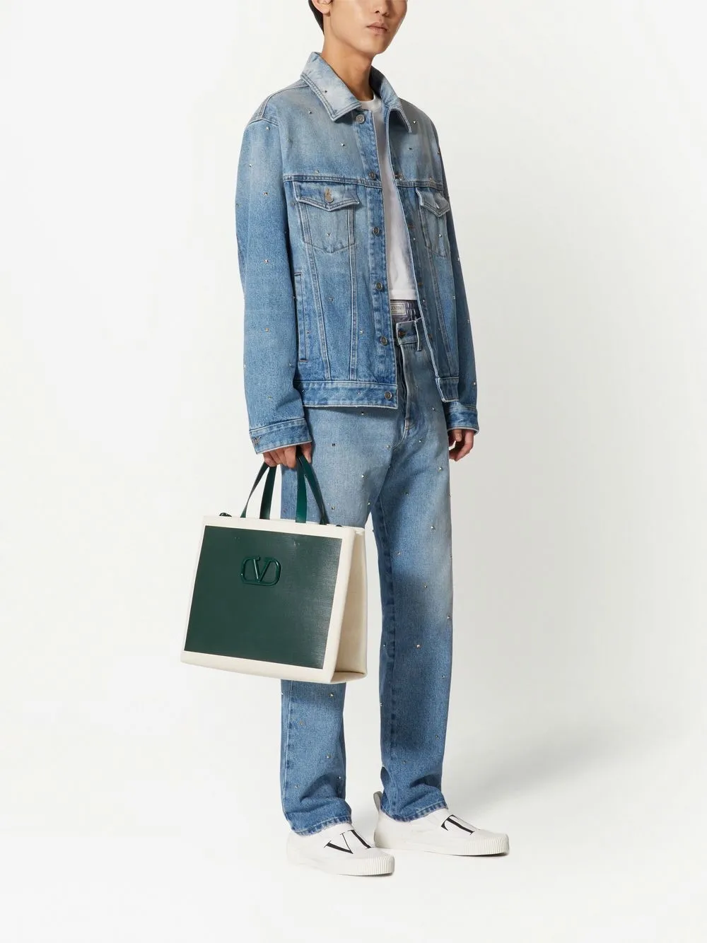 Valentino Garavani Rockstud denim jack - Blauw