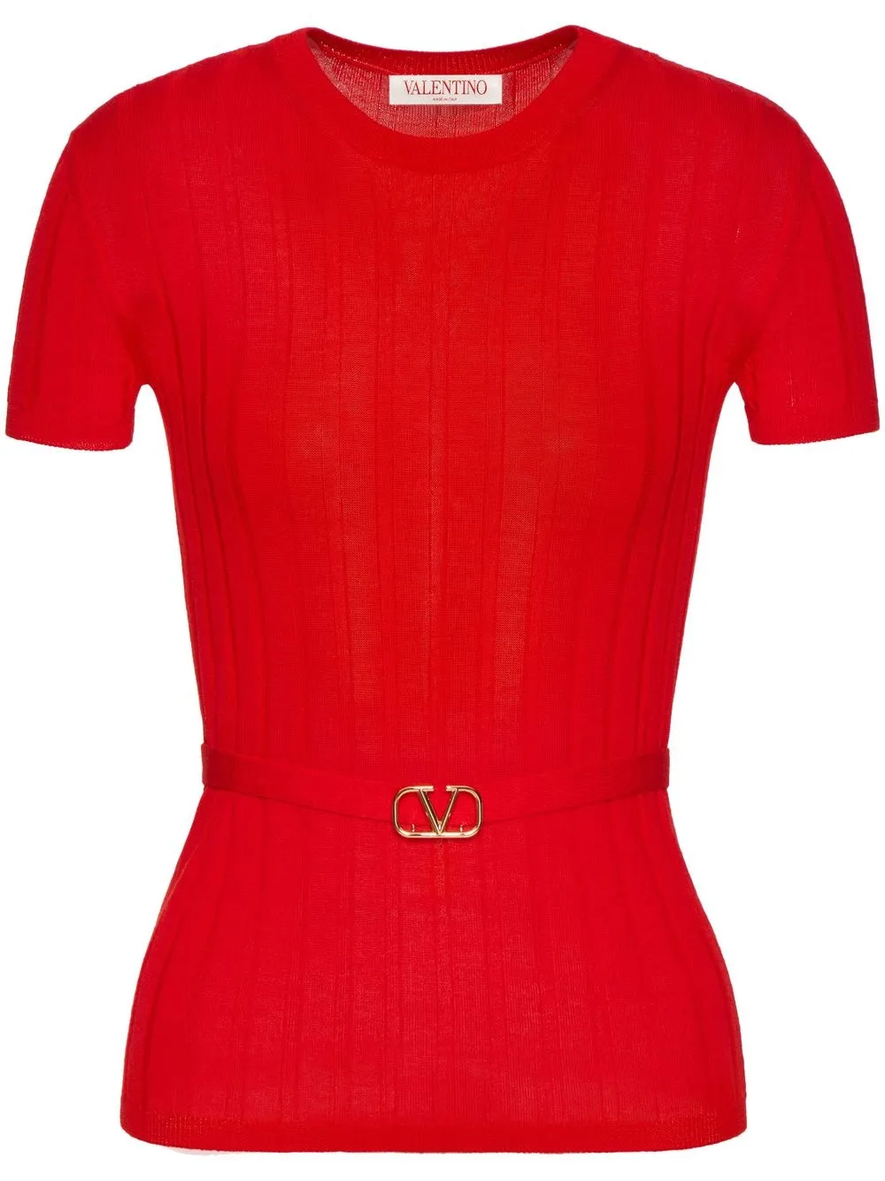 

Valentino VLogo belted wool top - Red