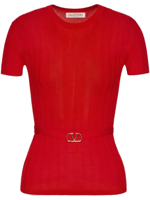 Valentino Garavani VLogo belted wool top