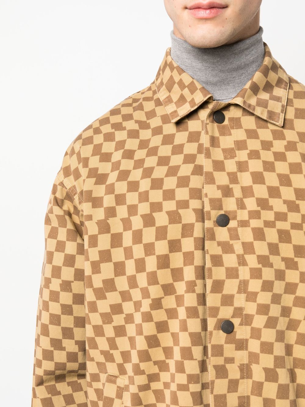 Shop Incotex Graphic-print Shirt Jacket In Braun