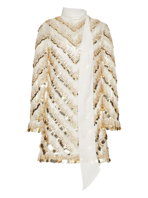 Valentino Garavani sequin-embroidered Mini Dress | Gold | FARFETCH EG Valentino Garavani sequin-embroidered Mini Dress | Gold | FARFETCH EG