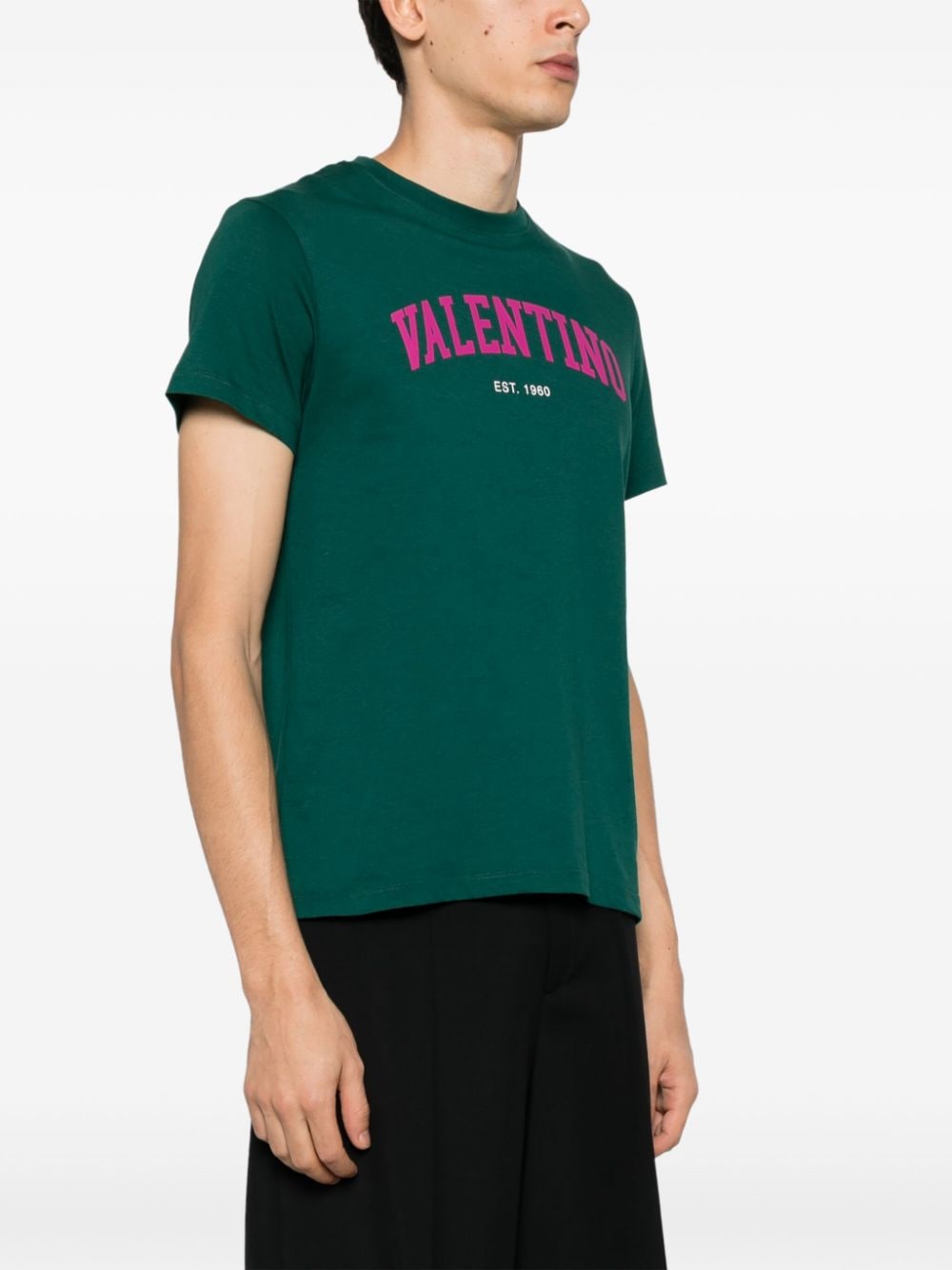 Shop Valentino Logo-print Cotton T-shirt In Green