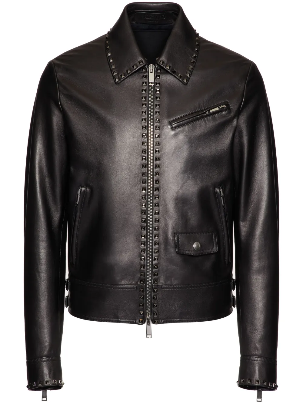 Valentino Untitled Studs Leather Jacket In Black